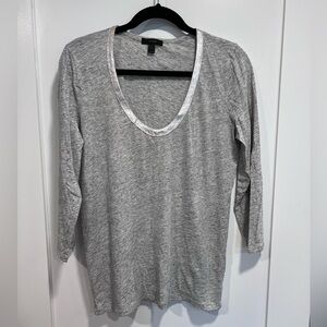 Jcrew Leather trimmed 3/4 sleeve Top Large
